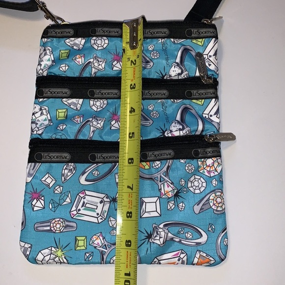 LeSportsac Blue Diamond Print Triple Zip Canvas Crossbody Bag - Picture 6 of 6